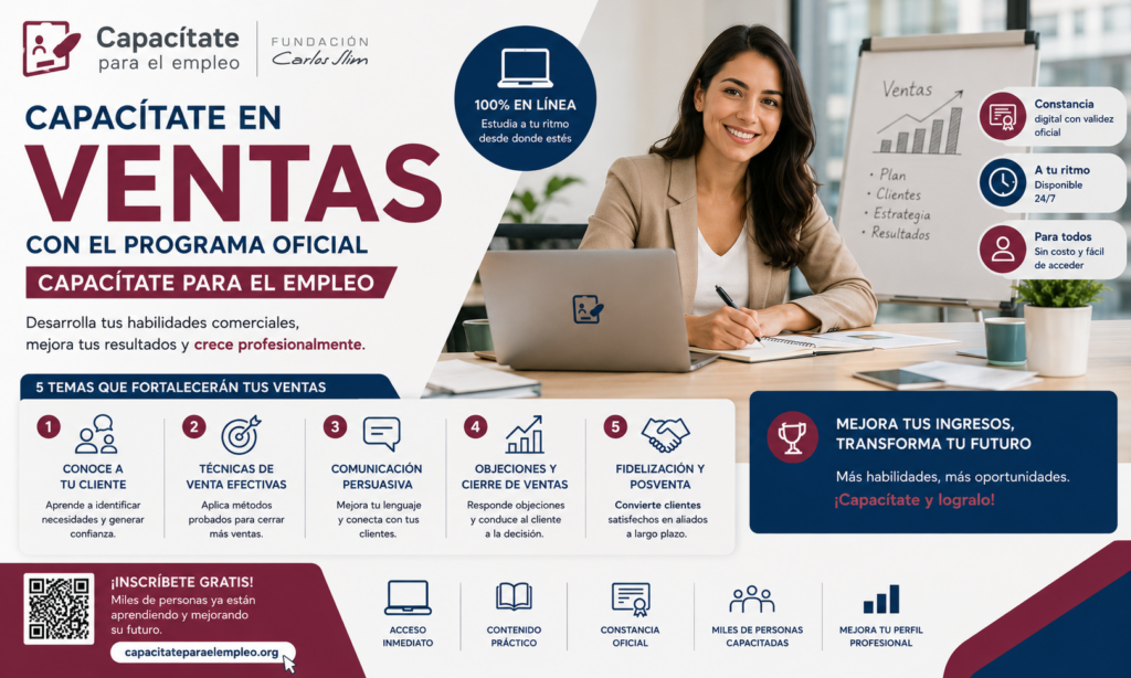 «Capacítate en ventas con el programa oficial Capacítate para el Empleo»