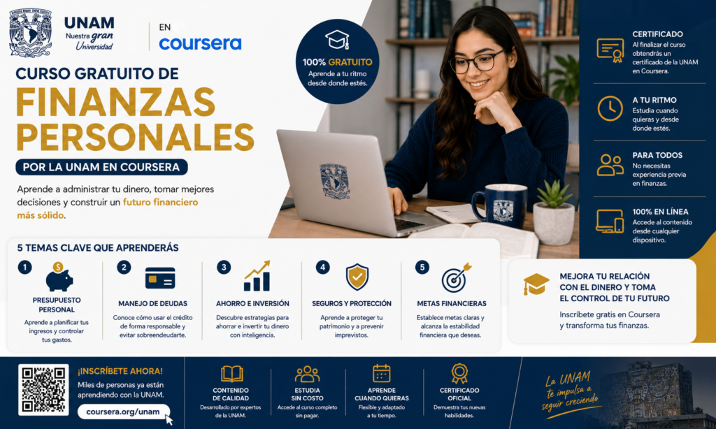 «Curso gratuito de finanzas personales por la UNAM en Coursera»